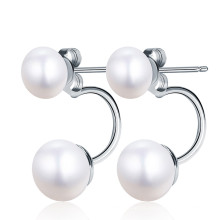 Double Pearl Earring 3 Colors Fasnhion Button Fresh Water Pearl Earrings